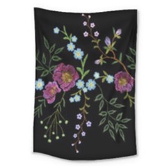 Embroidery-trend-floral-pattern-small-branches-herb-rose Large Tapestry by Salman4z
