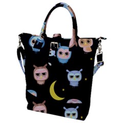 Cute-owl-doodles-with-moon-star-seamless-pattern Buckle Top Tote Bag by Salman4z