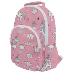 Cute-unicorn-seamless-pattern Rounded Multi Pocket Backpack by Salman4z