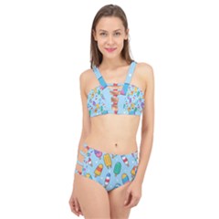 Cute-kawaii-ice-cream-seamless-pattern Cage Up Bikini Set by Salman4z