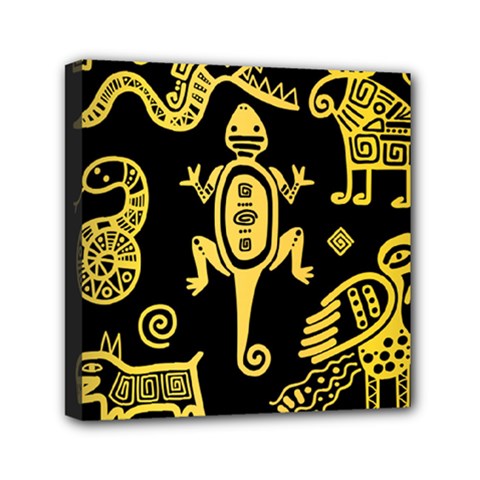 Mexican-culture-golden-tribal-icons Mini Canvas 6  X 6  (stretched) by Salman4z
