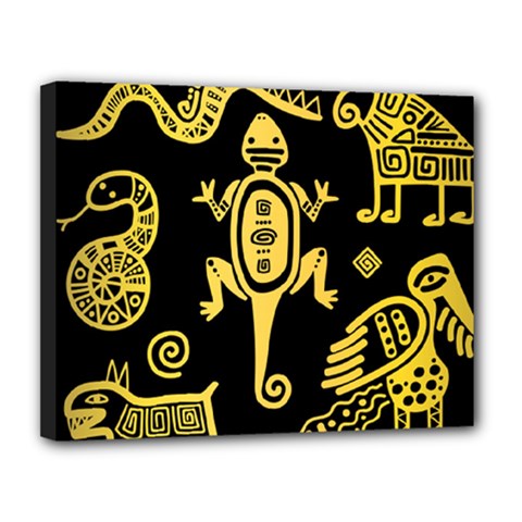Mexican-culture-golden-tribal-icons Canvas 14  X 11  (stretched) by Salman4z