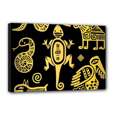 Mexican-culture-golden-tribal-icons Canvas 18  X 12  (stretched) by Salman4z