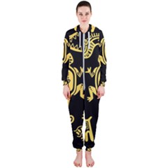 Mexican-culture-golden-tribal-icons Hooded Jumpsuit (ladies) by Salman4z