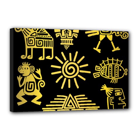 Maya-style-gold-linear-totem-icons Canvas 18  X 12  (stretched) by Salman4z