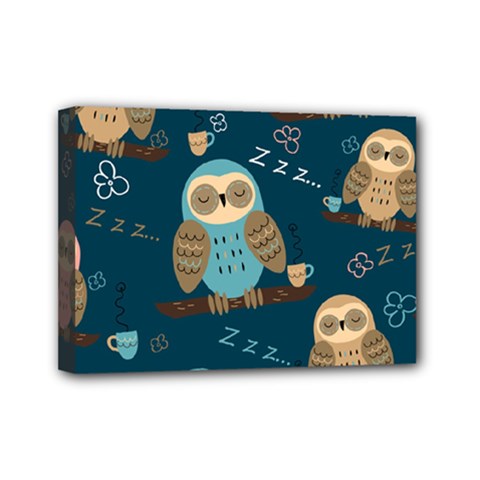 Seamless-pattern-owls-dreaming Mini Canvas 7  X 5  (stretched) by Salman4z