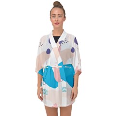 Hand-drawn-abstract-organic-shapes-background Half Sleeve Chiffon Kimono by Salman4z