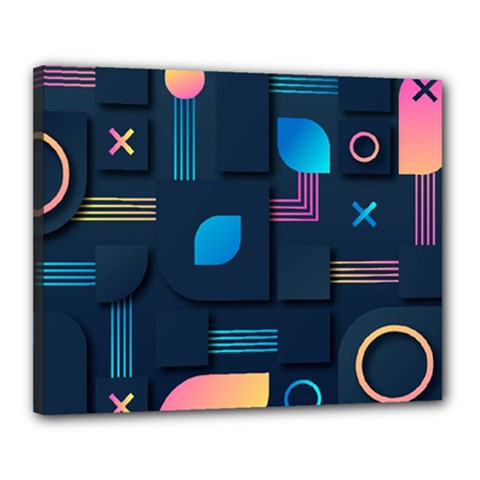 Gradient Geometric Shapes Dark Background Canvas 20  X 16  (stretched) by Salman4z