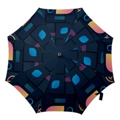 Gradient Geometric Shapes Dark Background Hook Handle Umbrellas (large) by Salman4z