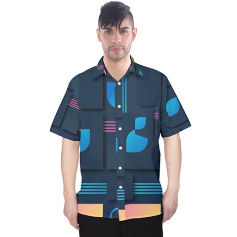 Gradient Geometric Shapes Dark Background Men s Hawaii Shirt by Salman4z