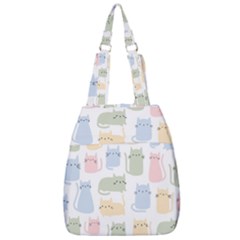 Cute-cat-colorful-cartoon-doodle-seamless-pattern Center Zip Backpack by Salman4z