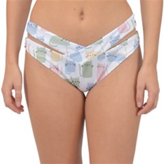 Cute-cat-colorful-cartoon-doodle-seamless-pattern Double Strap Halter Bikini Bottoms by Salman4z
