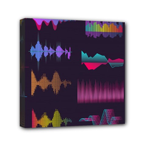 Colorful-sound-wave-set Mini Canvas 6  X 6  (stretched) by Salman4z