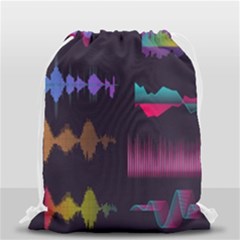 Colorful-sound-wave-set Drawstring Bag (small) by Salman4z