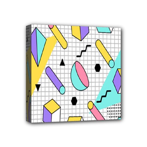 Tridimensional-pastel-shapes-background-memphis-style Mini Canvas 4  X 4  (stretched) by Salman4z