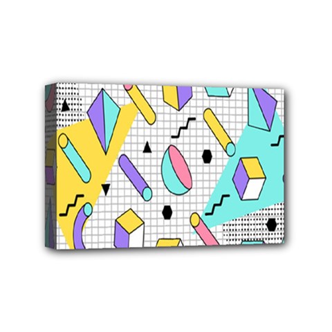 Tridimensional-pastel-shapes-background-memphis-style Mini Canvas 6  X 4  (stretched) by Salman4z
