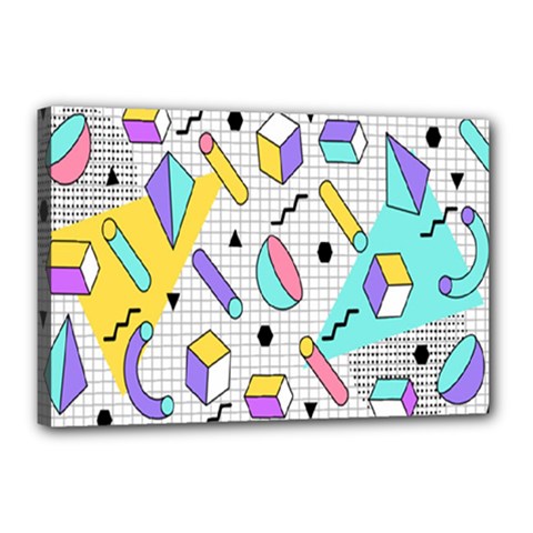 Tridimensional-pastel-shapes-background-memphis-style Canvas 18  X 12  (stretched) by Salman4z