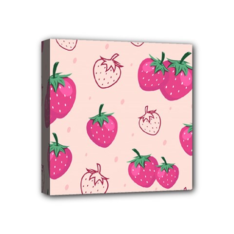 Seamless-strawberry-fruit-pattern-background Mini Canvas 4  X 4  (stretched) by Salman4z