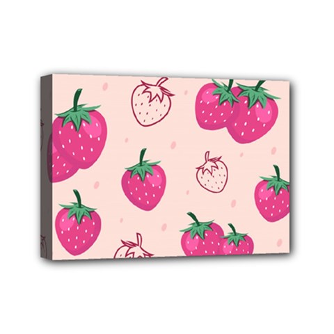 Seamless-strawberry-fruit-pattern-background Mini Canvas 7  X 5  (stretched) by Salman4z