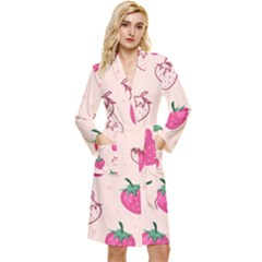 Seamless-strawberry-fruit-pattern-background Long Sleeve Velvet Robe by Salman4z