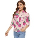 Seamless-strawberry-fruit-pattern-background Women s Quarter Sleeve Pocket Shirt View3