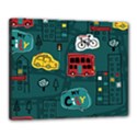 Seamless-pattern-hand-drawn-with-vehicles-buildings-road Canvas 20  x 16  (Stretched) View1