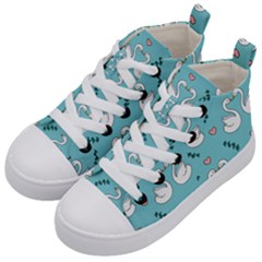 Elegant Swan Pattern Design Kids  Mid-top Canvas Sneakers by pakminggu