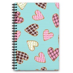 Seamless Pattern With Heart Shaped Cookies With Sugar Icing 5 5  X 8 5  Notebook by pakminggu