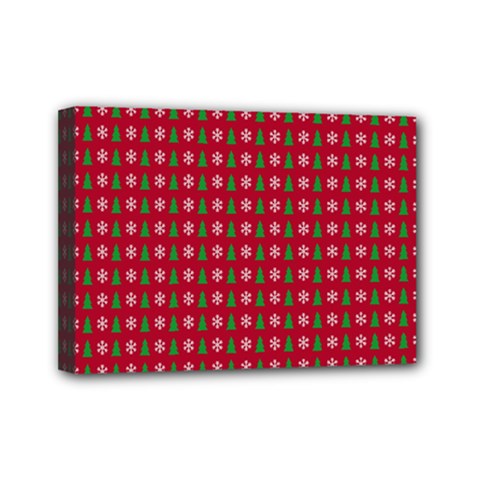 Snowflake Christmas Tree Pattern Mini Canvas 7  X 5  (stretched) by pakminggu