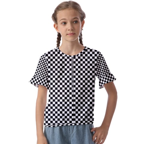 Background Black Board Checker Checkerboard Kids  Cuff Sleeve Scrunch Bottom Tee by pakminggu
