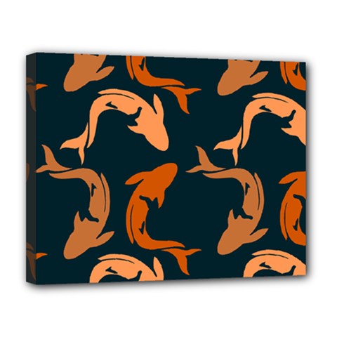 Background Pattern Texture Design Wallpaper Fish Canvas 14  X 11  (stretched) by pakminggu