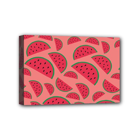 Watermelon Red Food Fruit Healthy Summer Fresh Mini Canvas 6  X 4  (stretched) by pakminggu