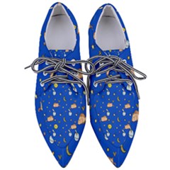 Cat Animals Sleep Stars Seamless Background Pointed Oxford Shoes by pakminggu