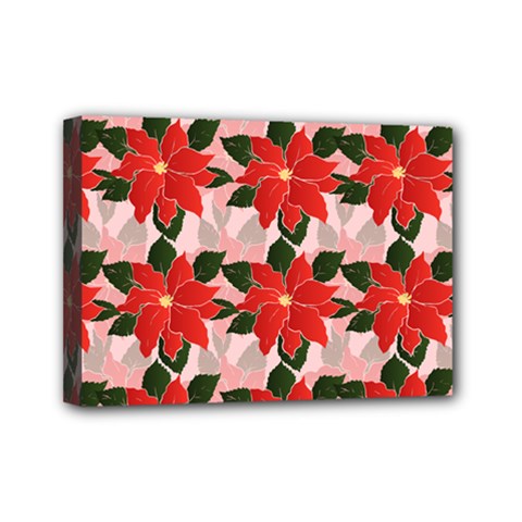 Poinsettia Pattern Seamless Pattern Christmas Xmas Mini Canvas 7  X 5  (stretched) by pakminggu