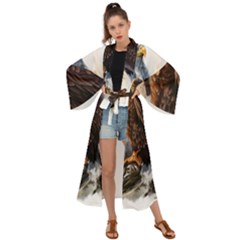 Eagle Art Eagle Watercolor Painting Bird Animal Maxi Kimono by pakminggu