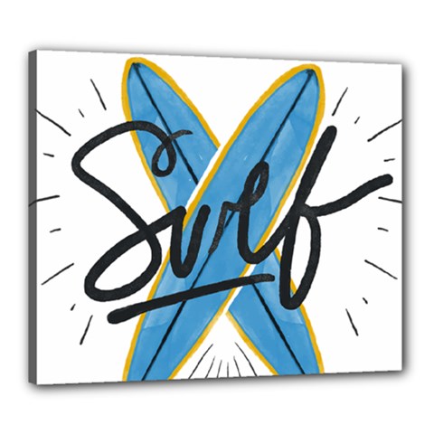 Wave Surfing Surfboard Surfing Canvas 24  X 20  (stretched) by pakminggu