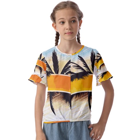 Hawaii Beach Summer Kids  Cuff Sleeve Scrunch Bottom Tee by pakminggu