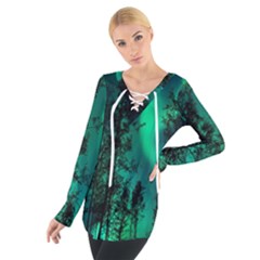 Aurora Northern Lights Celestial Magical Astronomy Tie Up Tee by pakminggu