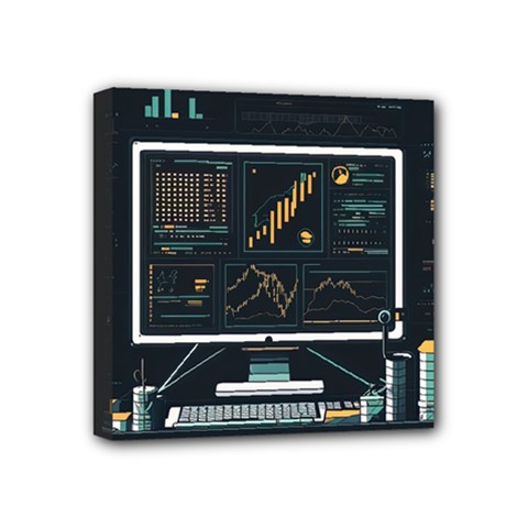 Remote Work Work From Home Online Work Mini Canvas 4  X 4  (stretched) by pakminggu