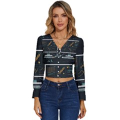 Remote Work Work From Home Online Work Long Sleeve V-neck Top by pakminggu