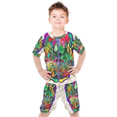 Brain Head Mind Man Silhouette Kids  Tee And Shorts Set by pakminggu