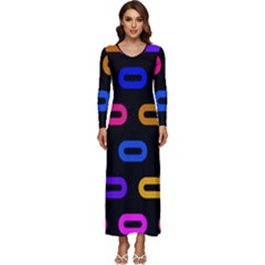 Pattern Background Structure Black Long Sleeve Longline Maxi Dress by danenraven