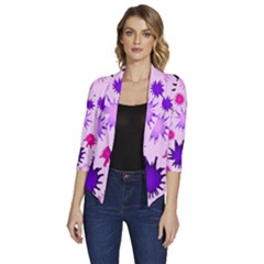 Inks Drops Black Paint Design Women s Draped Front 3/4 Sleeve Shawl Collar Jacket by danenraven
