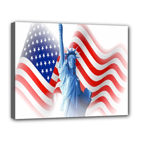 Statue Of Liberty And Usa Flag Art Canvas 14  X 11  (stretched) by danenraven