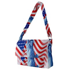 Statue Of Liberty And Usa Flag Art Full Print Messenger Bag (s) by danenraven