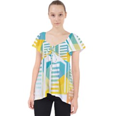 Silhouette Cityscape Building Icon Color City Lace Front Dolly Top by Mog4mog4