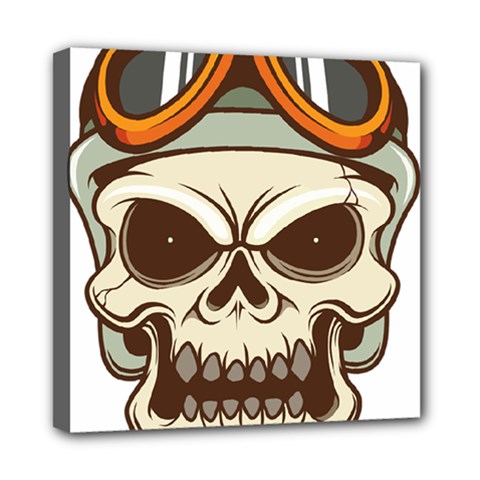 Motorcycle Helmet Skull Clip Art Cranial Skeleton Mini Canvas 8  X 8  (stretched) by Mog4mog4