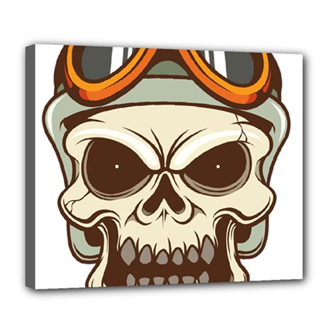 Motorcycle Helmet Skull Clip Art Cranial Skeleton Deluxe Canvas 24  X 20  (stretched) by Mog4mog4