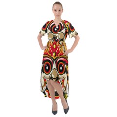 Bali Barong Mask Euclidean Vector Chiefs Face Front Wrap High Low Dress by Mog4mog4
