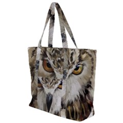 Vector Hand Painted Owl Zip Up Canvas Bag by Mog4mog4